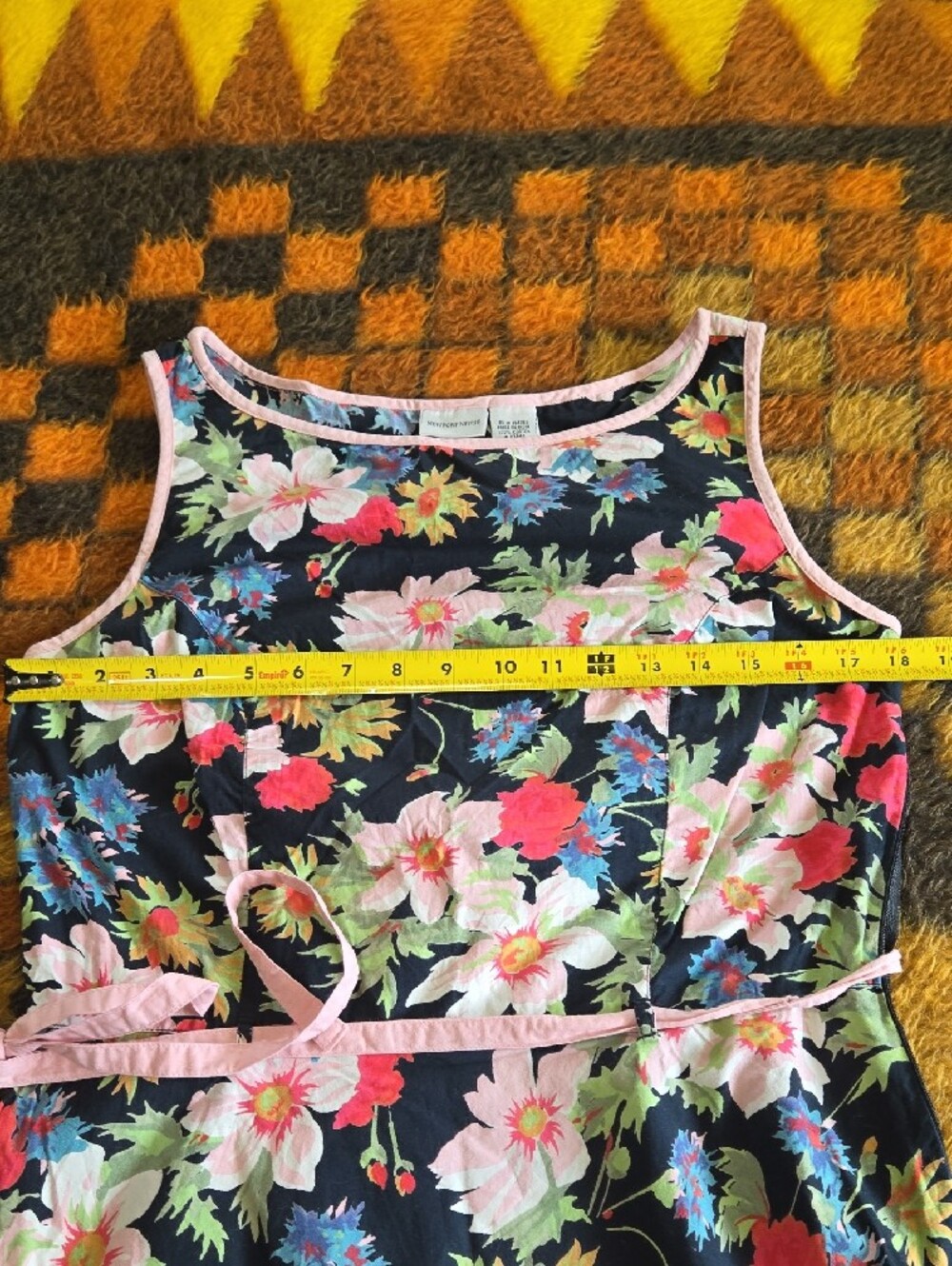 Vintage Newport News Navy Floral Dress with Pink Accents - Picture 4 of 8